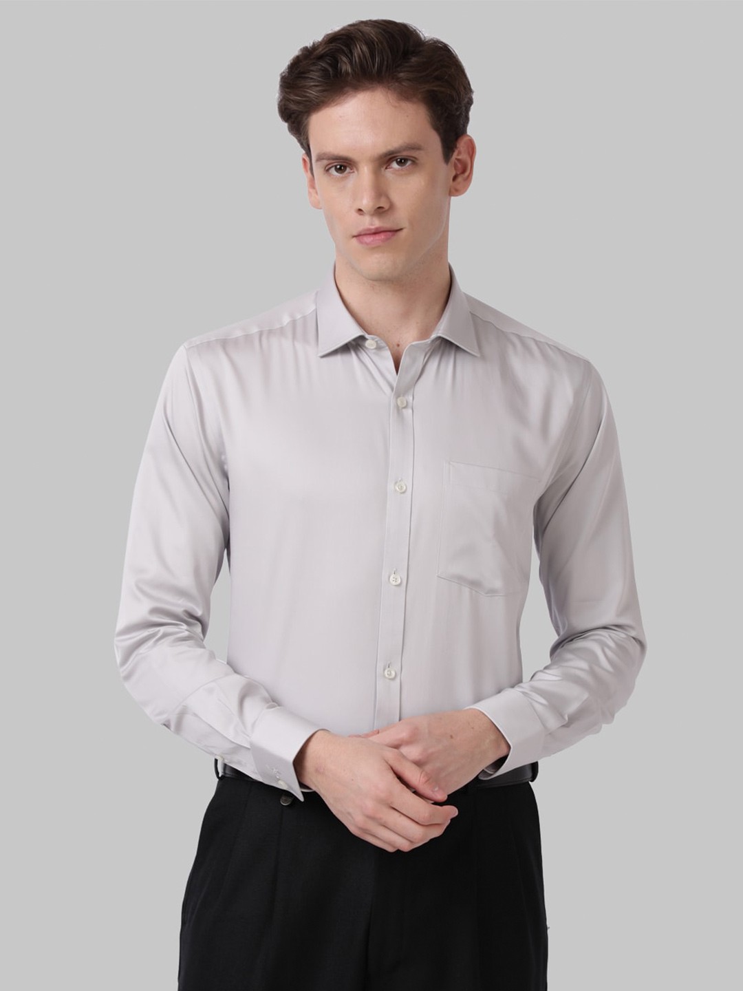 

Park Avenue Men Grey Slim Fit Solid Formal Shirt