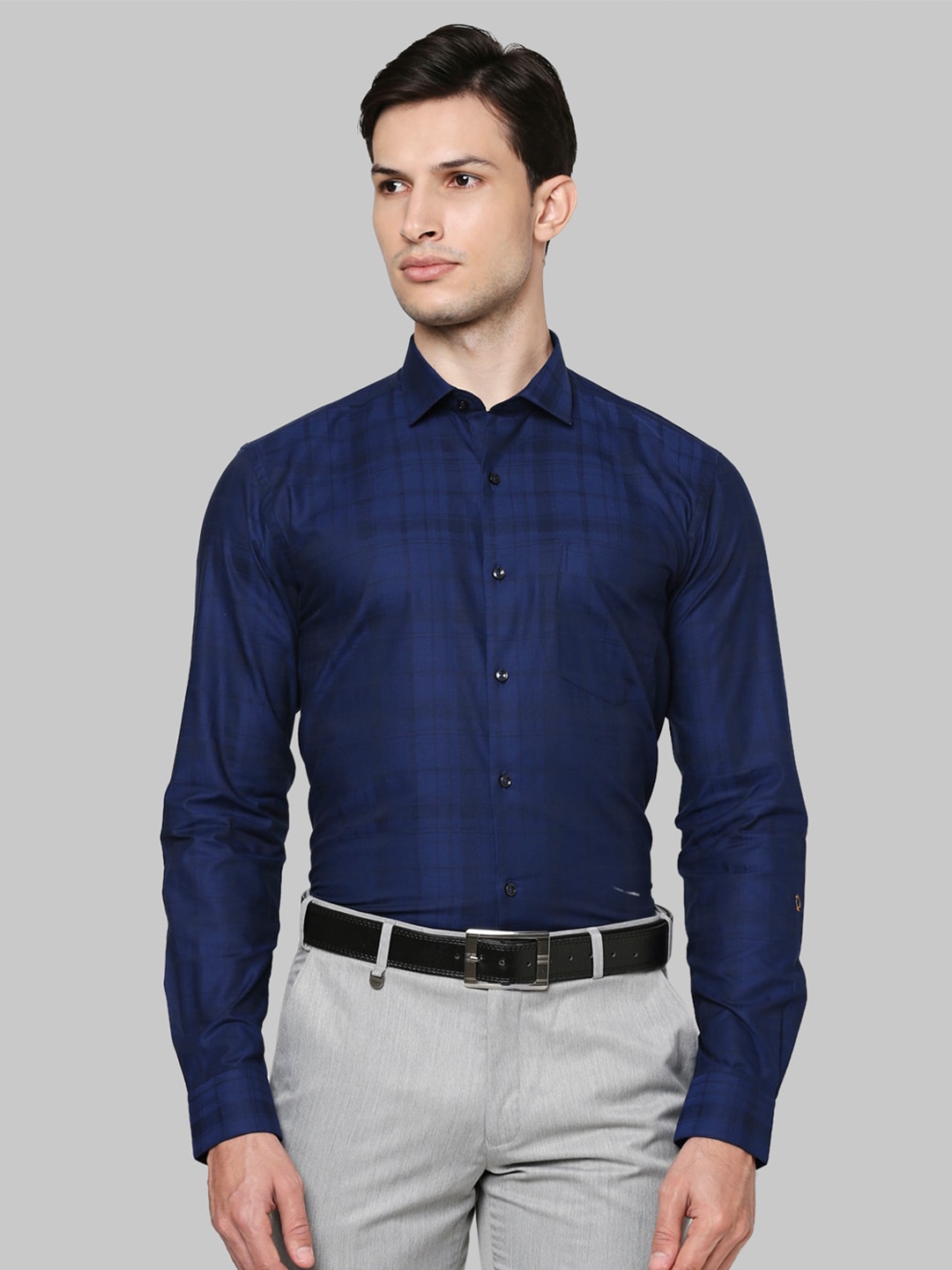 

Park Avenue Men Blue Checked Formal Shirt