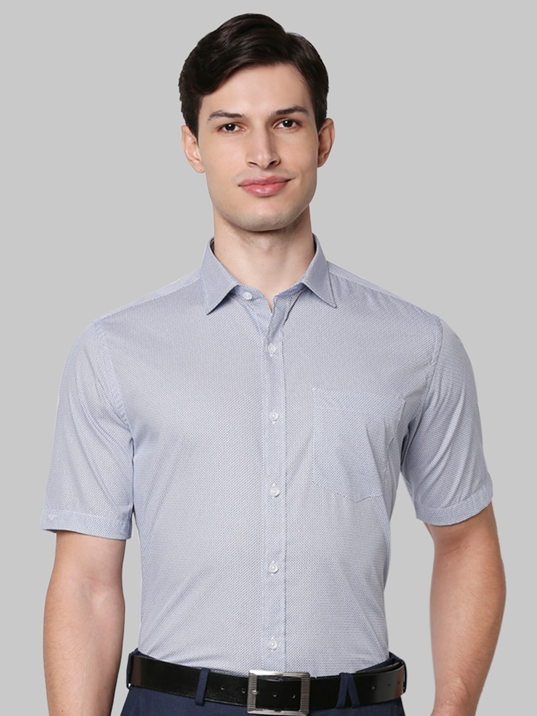 Park Avenue Men Blue Printed Formal Shirt