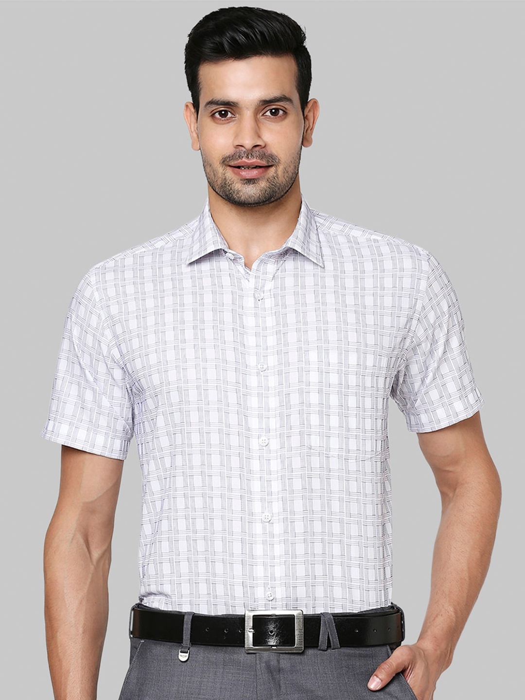 

Park Avenue Checked Pure Cotton Formal Shirt, White