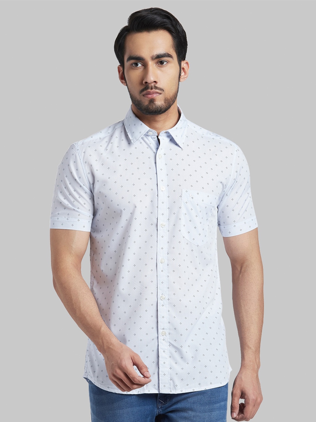 

Parx Men Blue Slim Fit Printed Casual Shirt