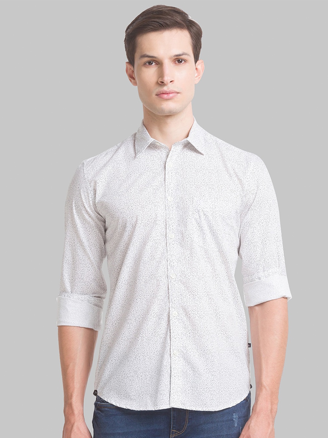 

Parx Men White Slim Fit Printed Cotton Casual Shirt