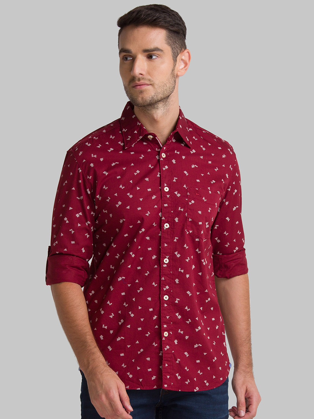 

Parx Men Maroon Slim Fit Printed Casual Shirt