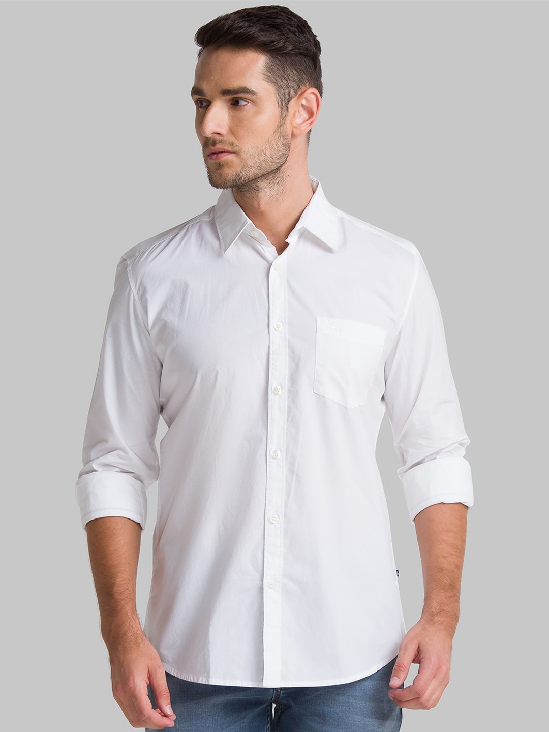 

Parx Men White Slim Fit Pure Cotton Casual Shirt