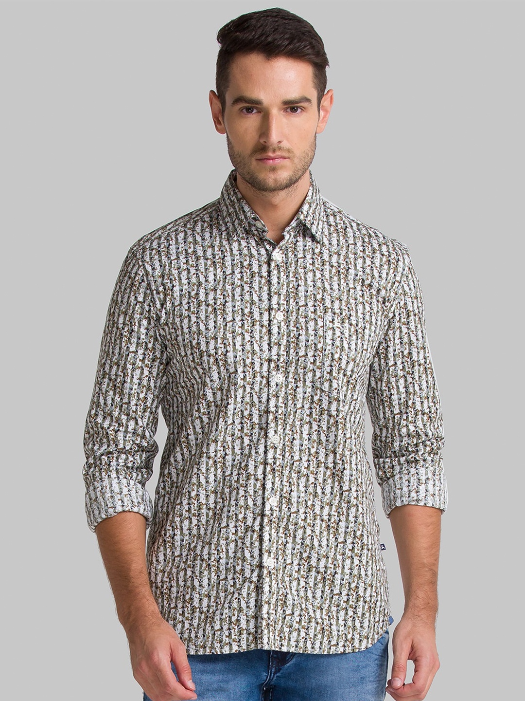 

Parx Men Green Slim Fit Printed Casual Shirt