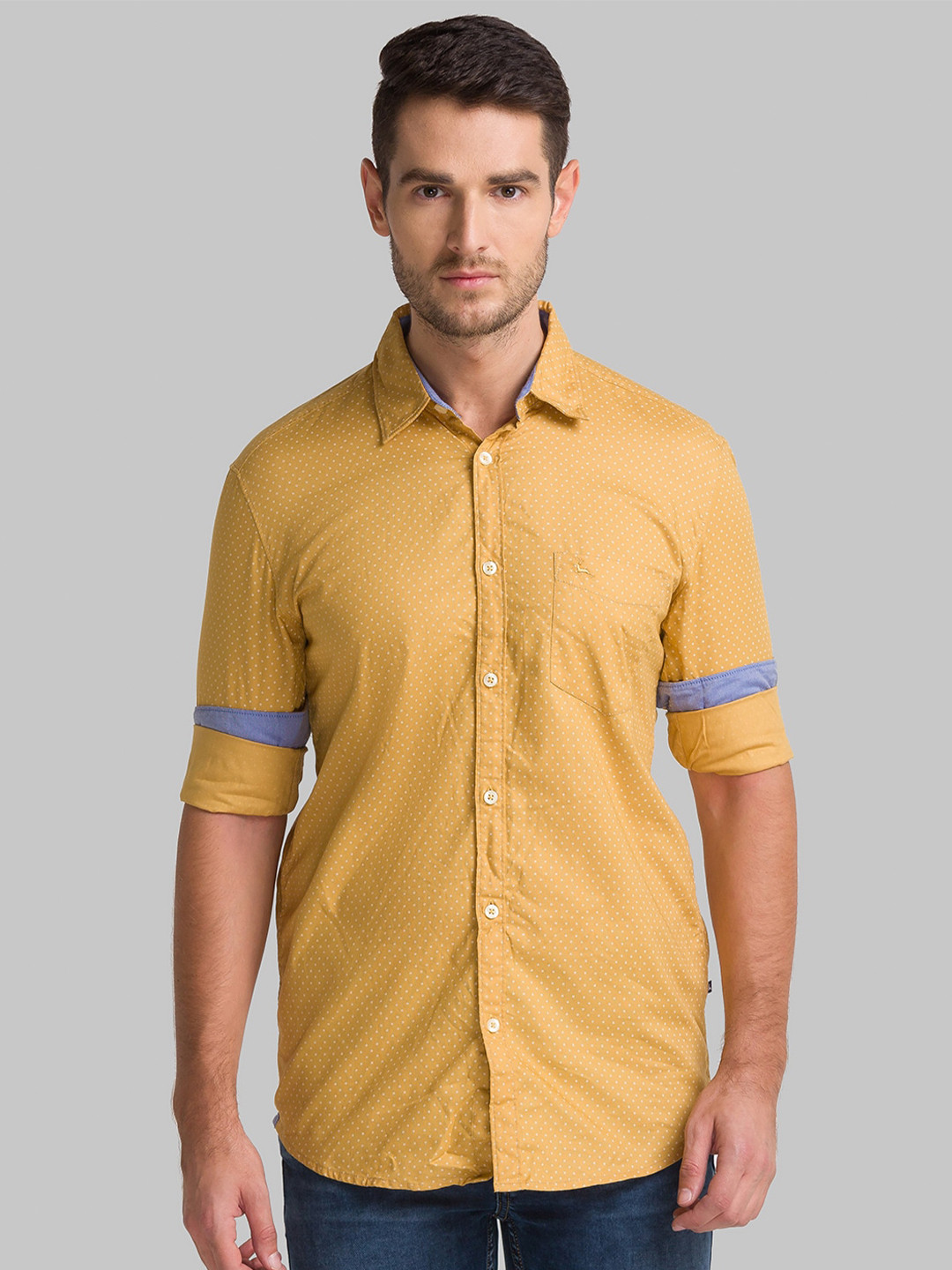 

Parx Men Yellow Slim Fit Printed Casual Shirt