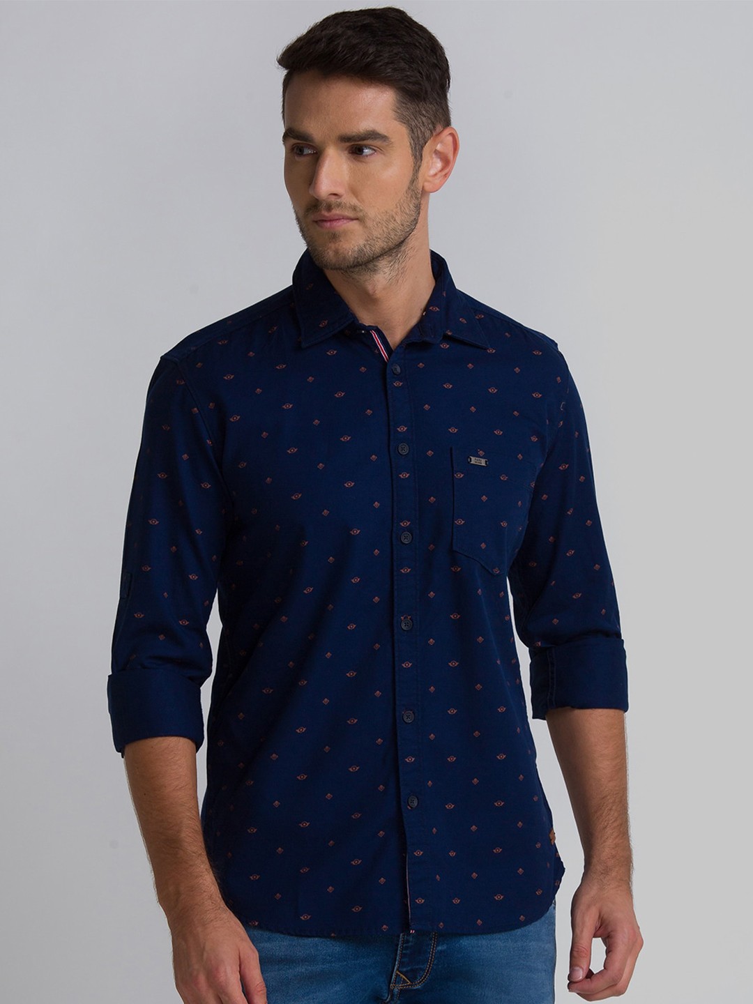 

Parx Men Blue Slim Fit Printed Casual Shirt