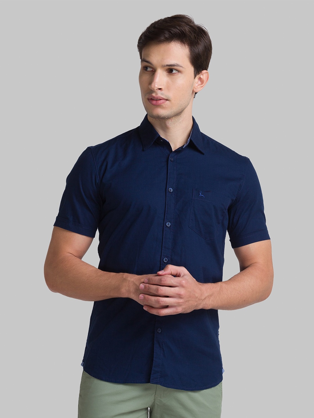 

Parx Men Navy Blue Slim Fit Cotton Casual Shirt