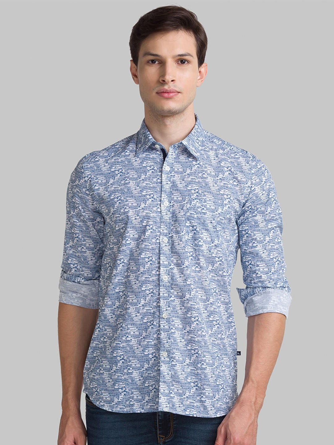 

Parx Men Blue Slim Fit Printed Casual Shirt