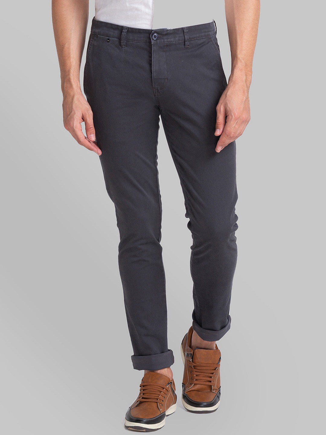 

Parx Men Blue Checked Tapered Fit Trousers