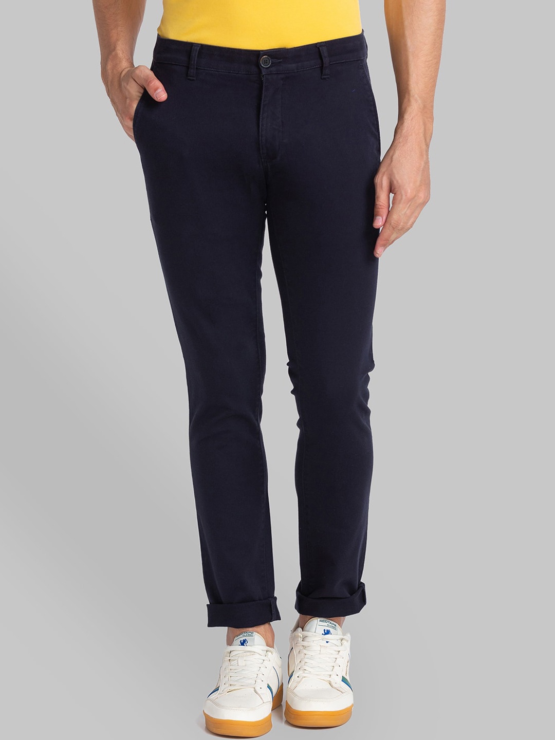 

Parx Men Navy Blue Slim Fit Chinos Trousers