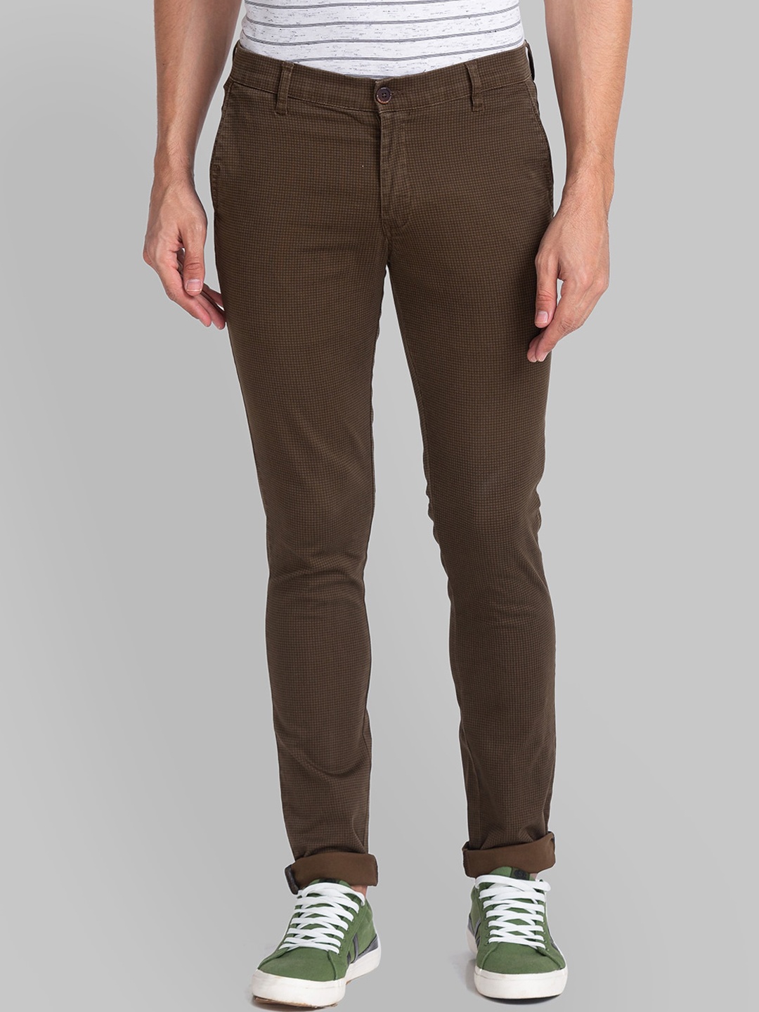 

Parx Men Mid-Rise Slim Fit Trousers, Brown