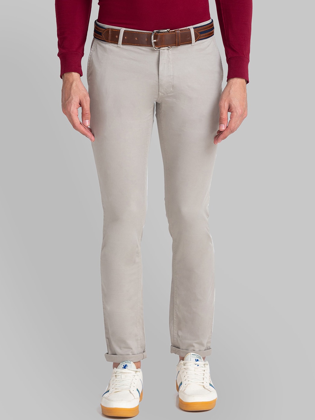 

Parx Men Grey Tapered Fit Trousers