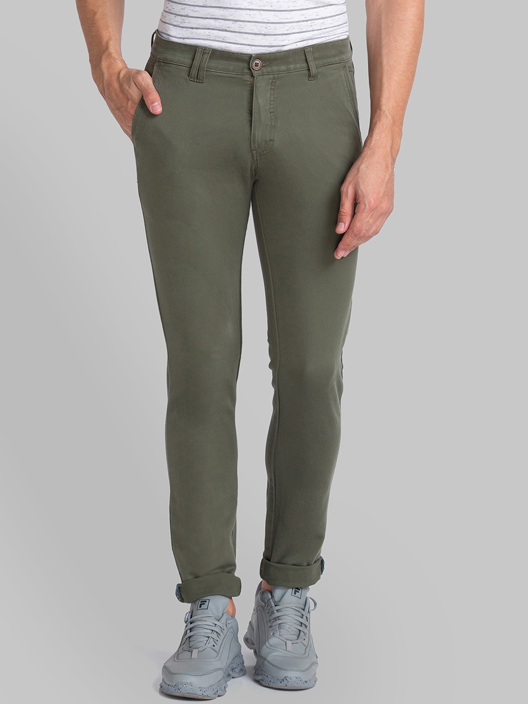 

Parx Men Green Tapered Fit Trousers
