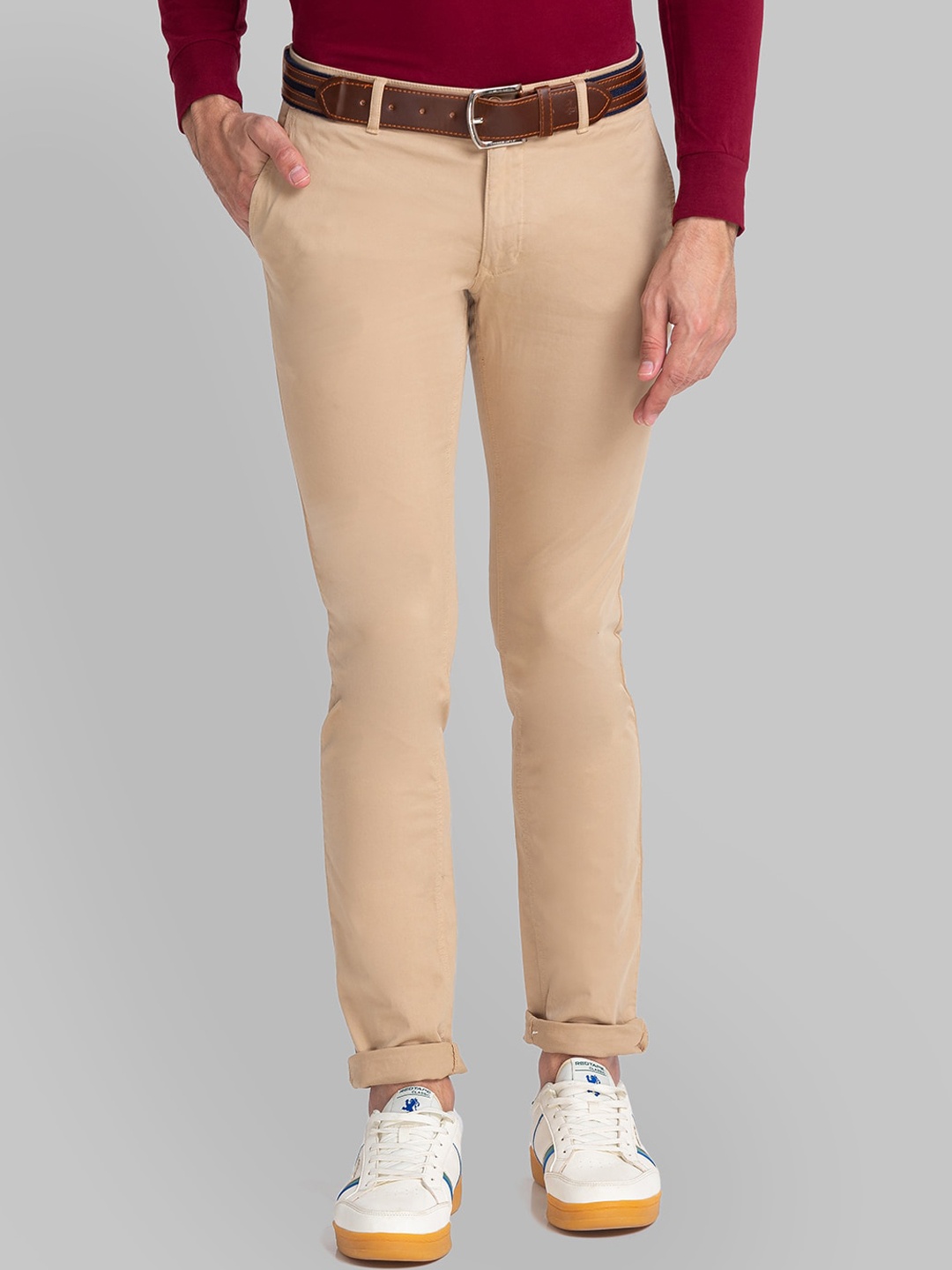 

Parx Men Khaki Tapered Fit Solid Trousers