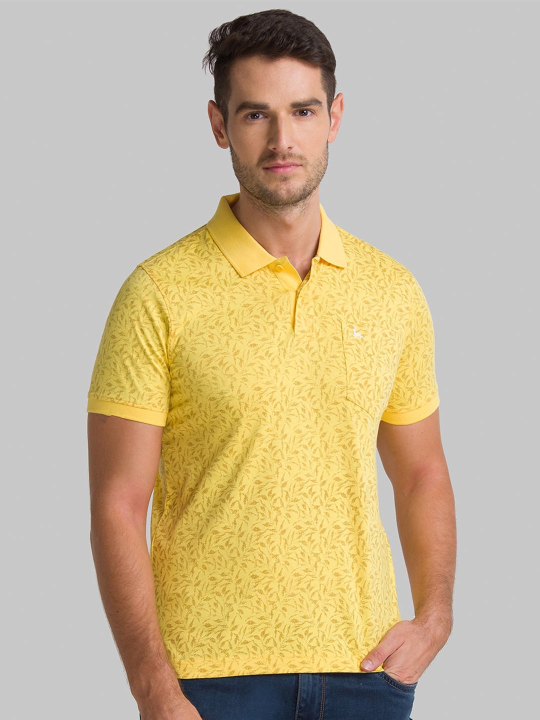 

Parx Men Yellow Printed Polo Collar Pockets T-shirt