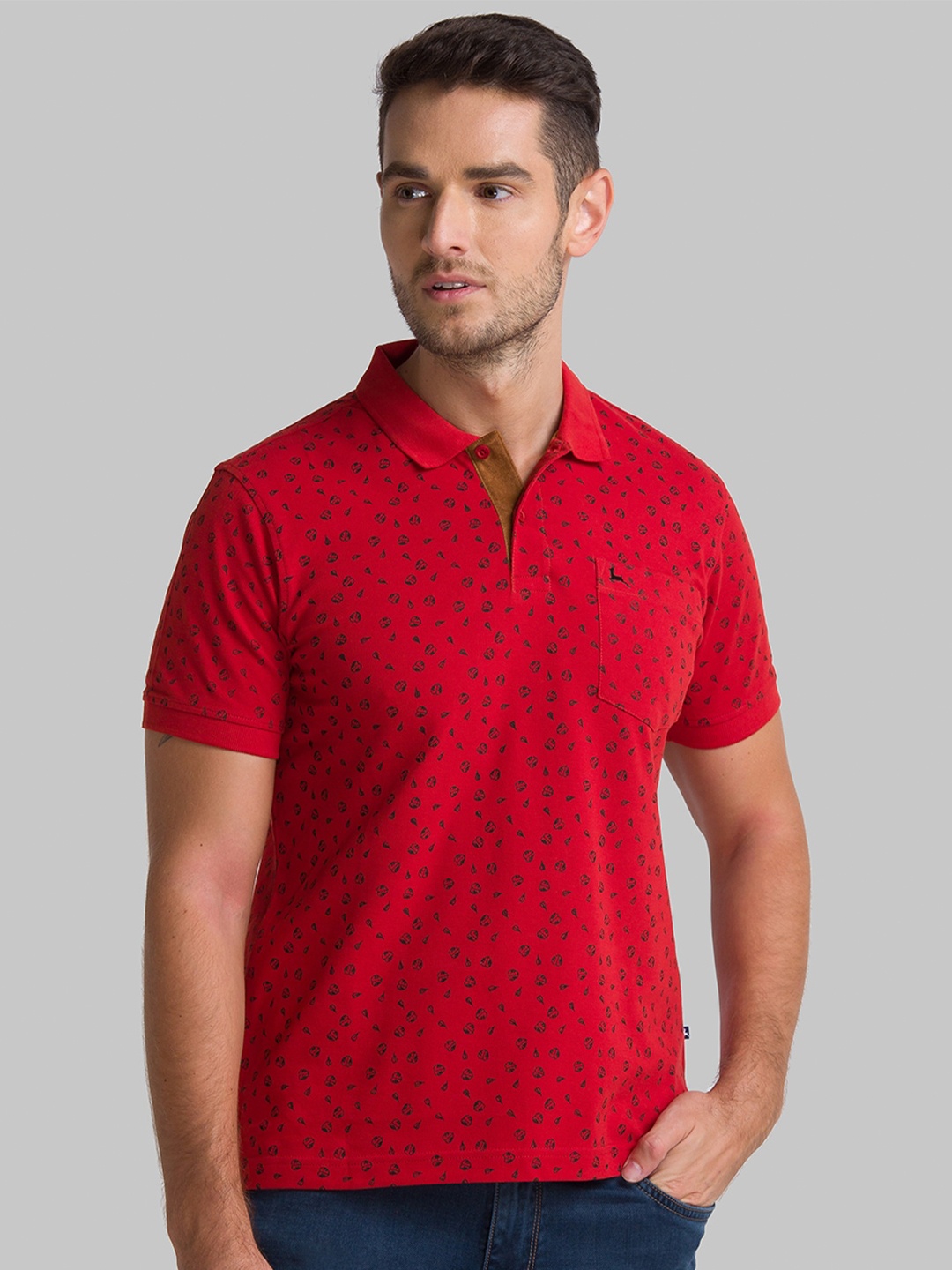 

Parx Men Orange Regular Fit Polo Abstract Printed T-shirt