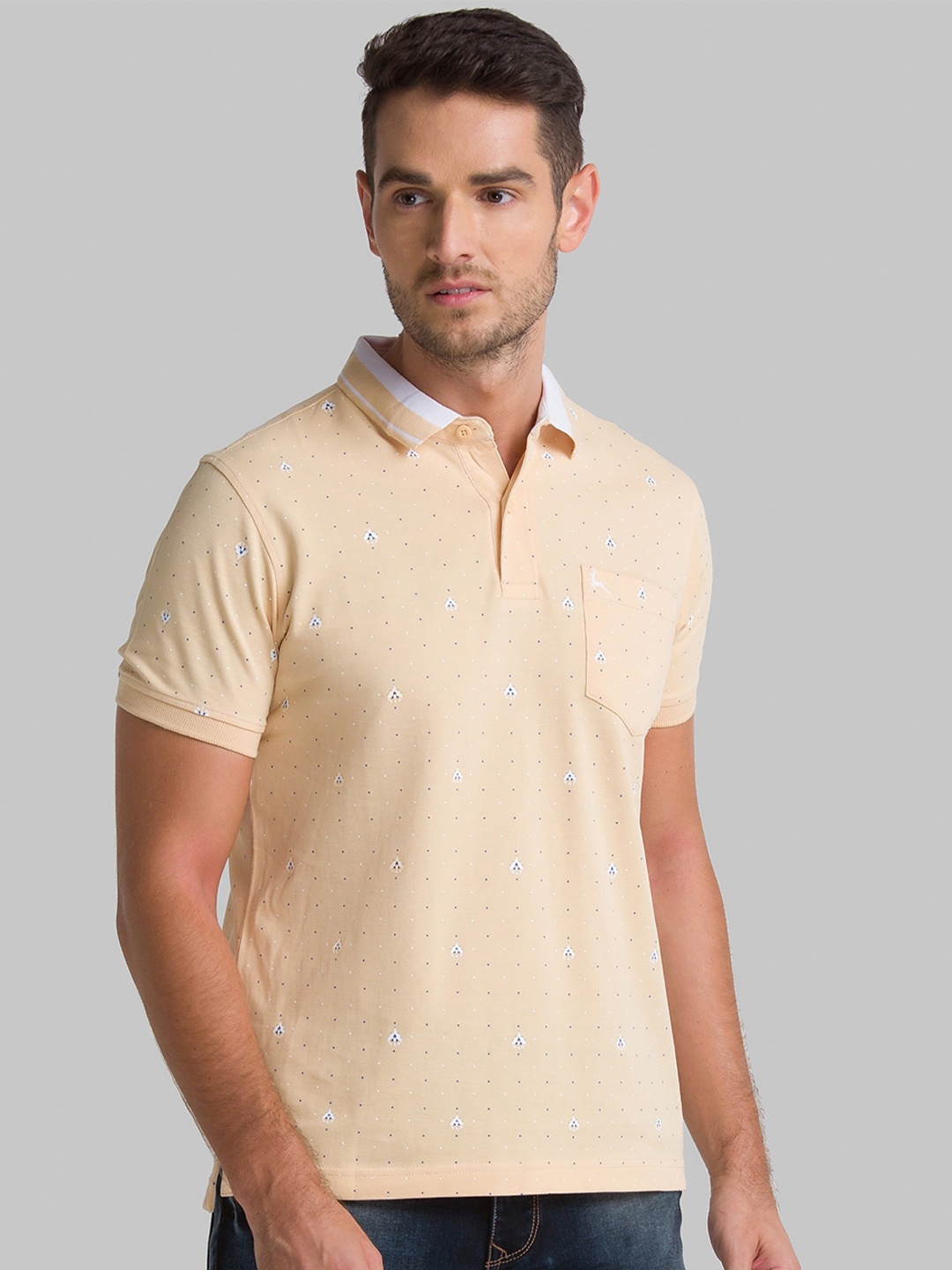 

Parx Men Beige Regular Fit Polo Pocket Detail T-shirt