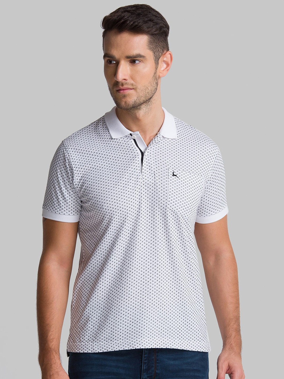 

Parx Men White Printed Polo Collar Pockets T-shirt