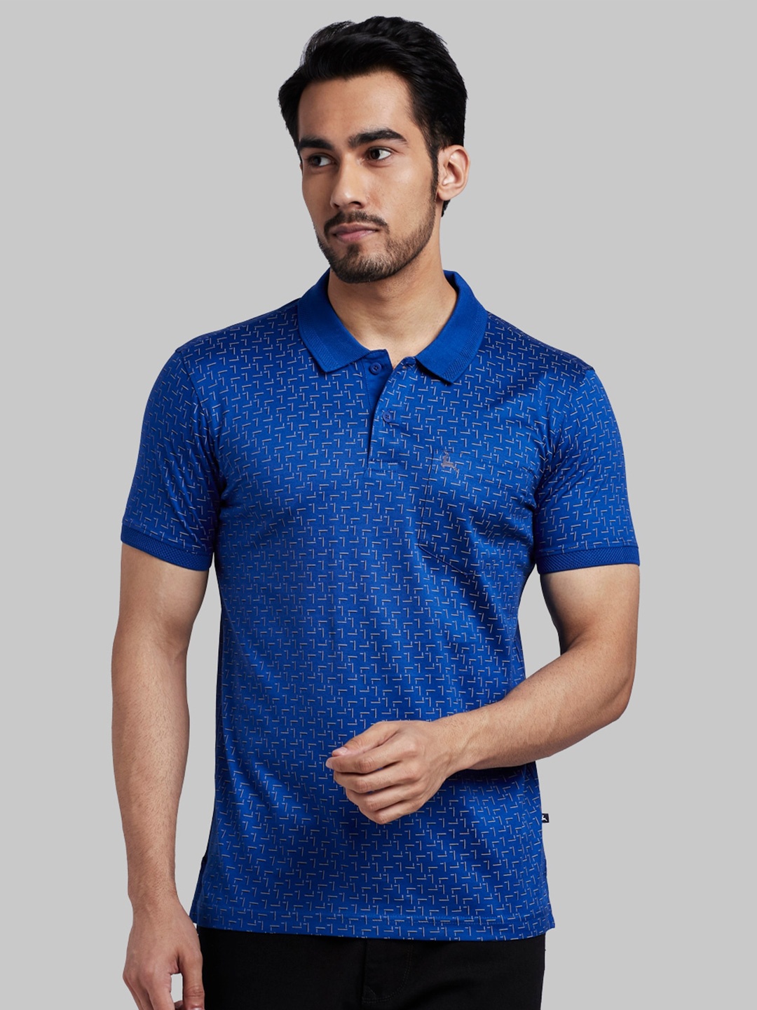 

Parx Men Blue Regular Fit Polo Abstract Printed T-shirt