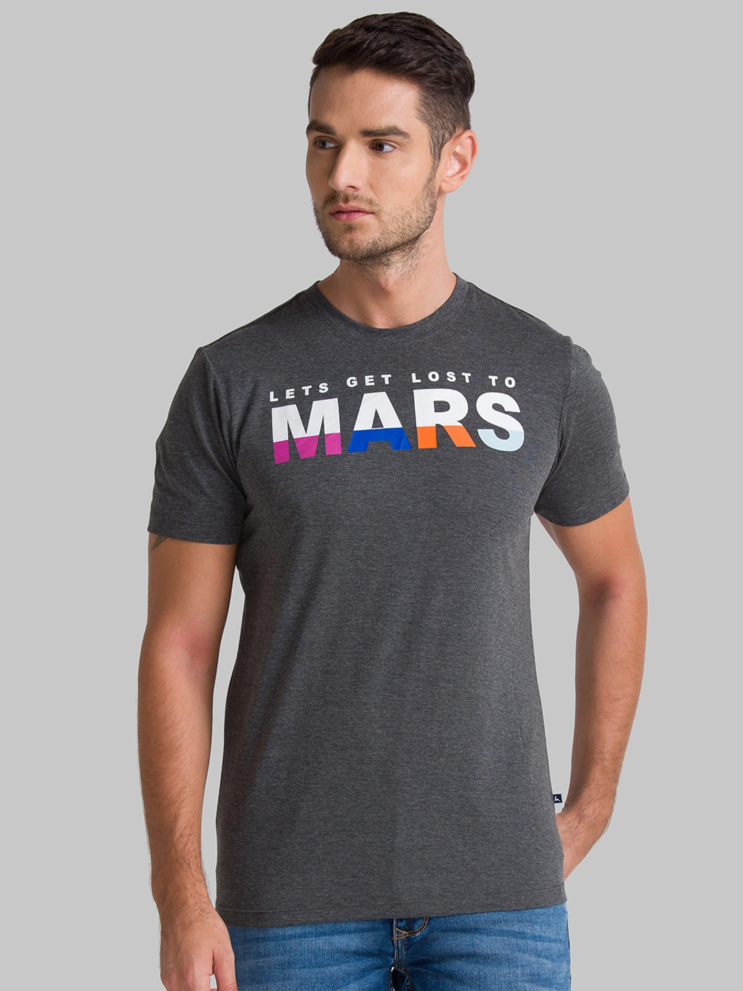 

Parx Men Grey Typography Printed T-shirt