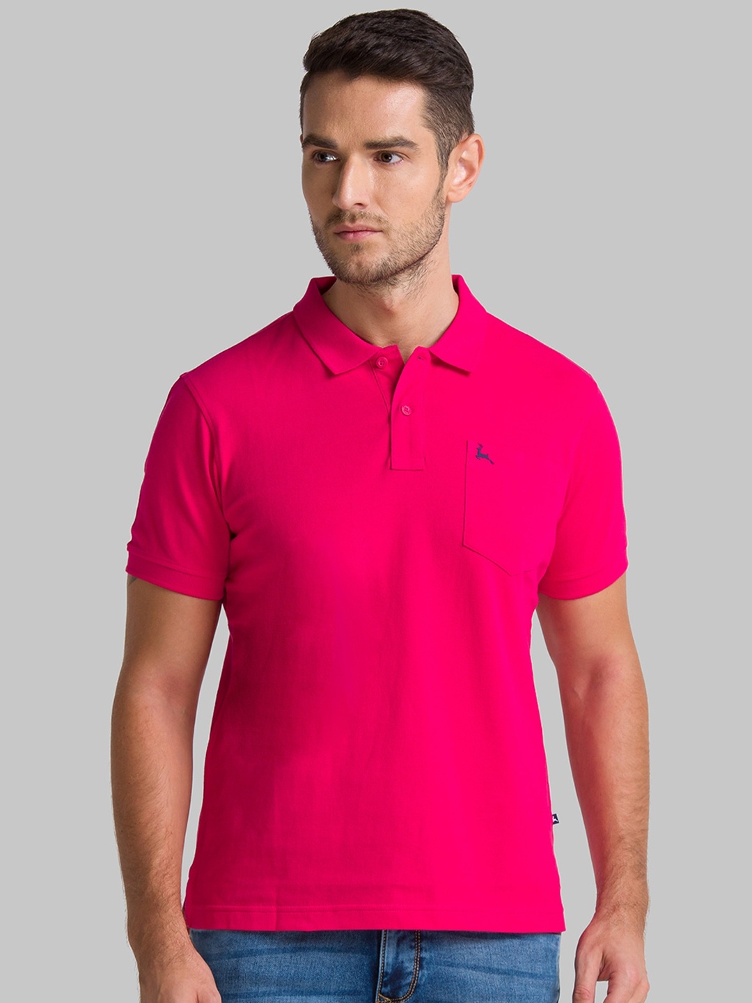 

Parx Men Pink Polo Collar T-shirt