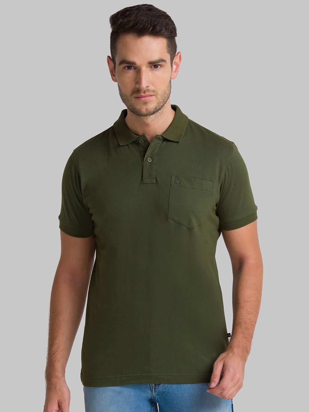 

Parx Men Green Solid Polo Collar Pockets Pure Cotton T-shirt