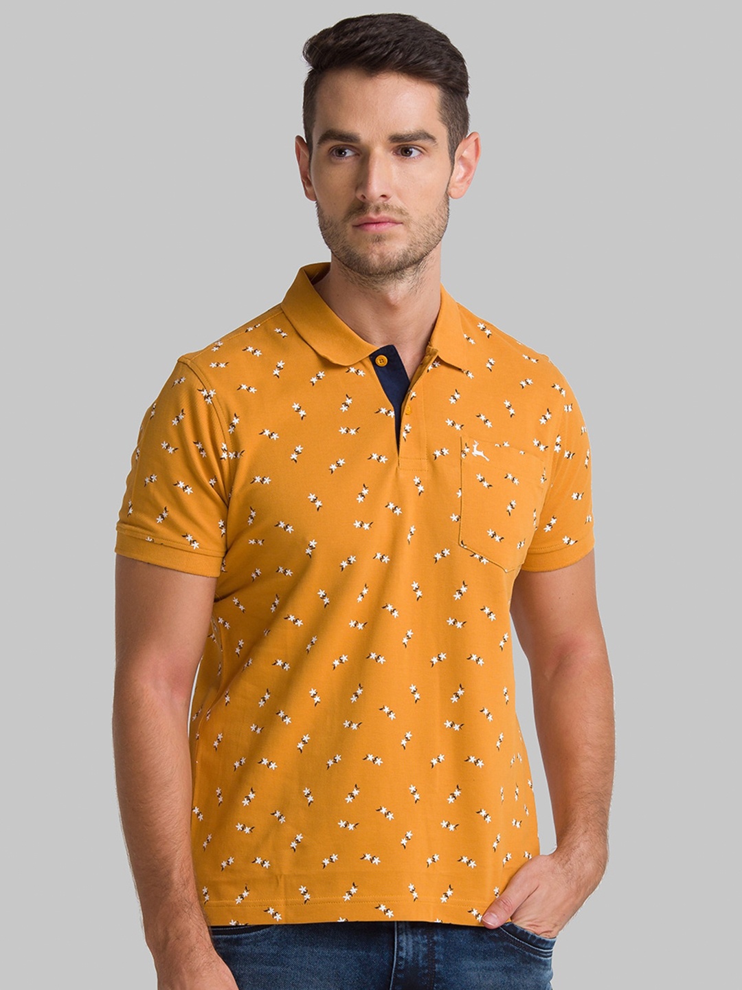 

Parx Men Orange Regular Fit Printed Polo T-shirt