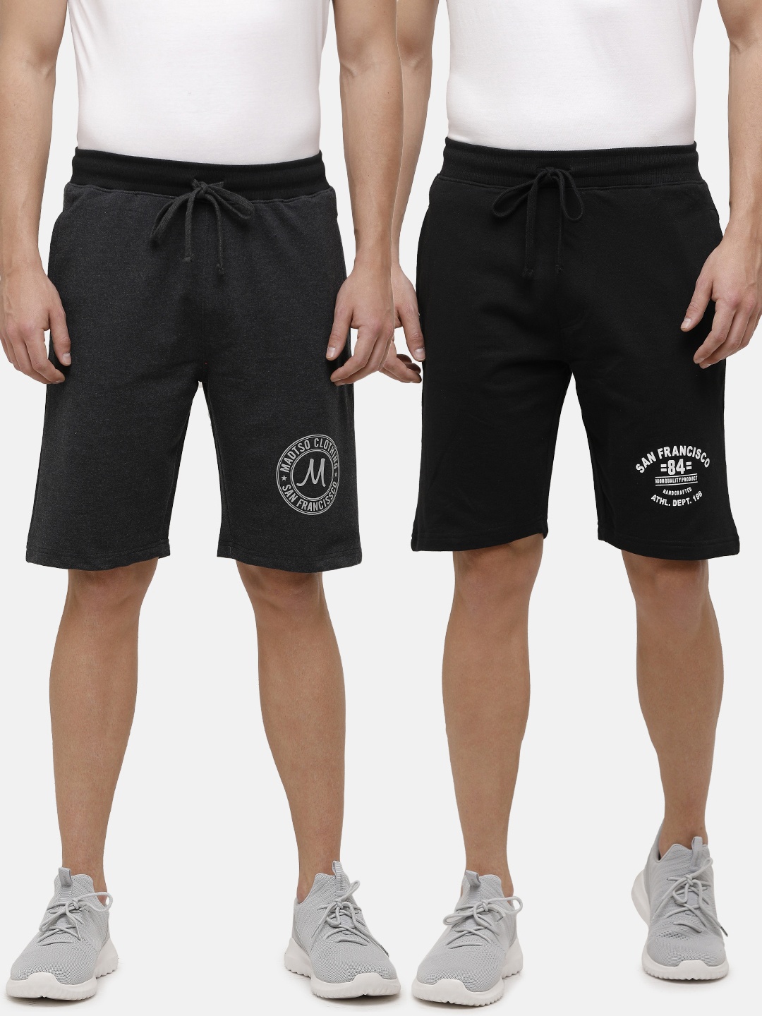 

MADSTO Men Pack Of 2 Black Cotton Shorts