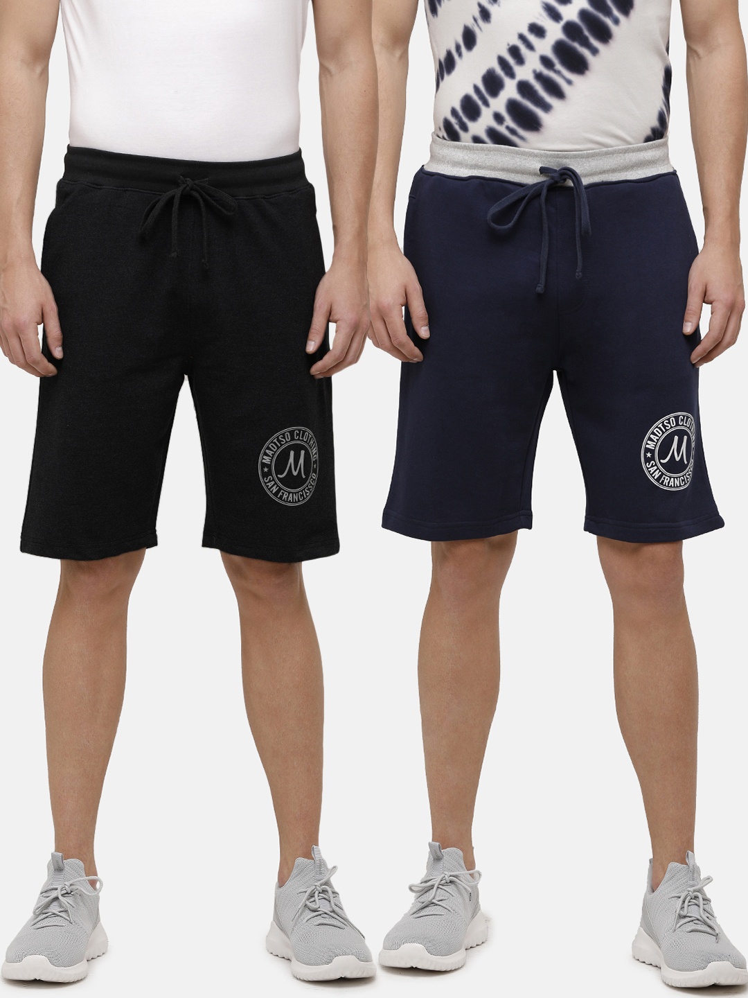 

MADSTO Men Pack of 2 Shorts, Navy blue