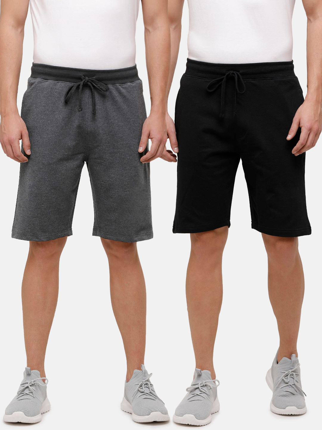 

MADSTO Men Black Pack Of 2 Solid Regular Fit Cotton Shorts