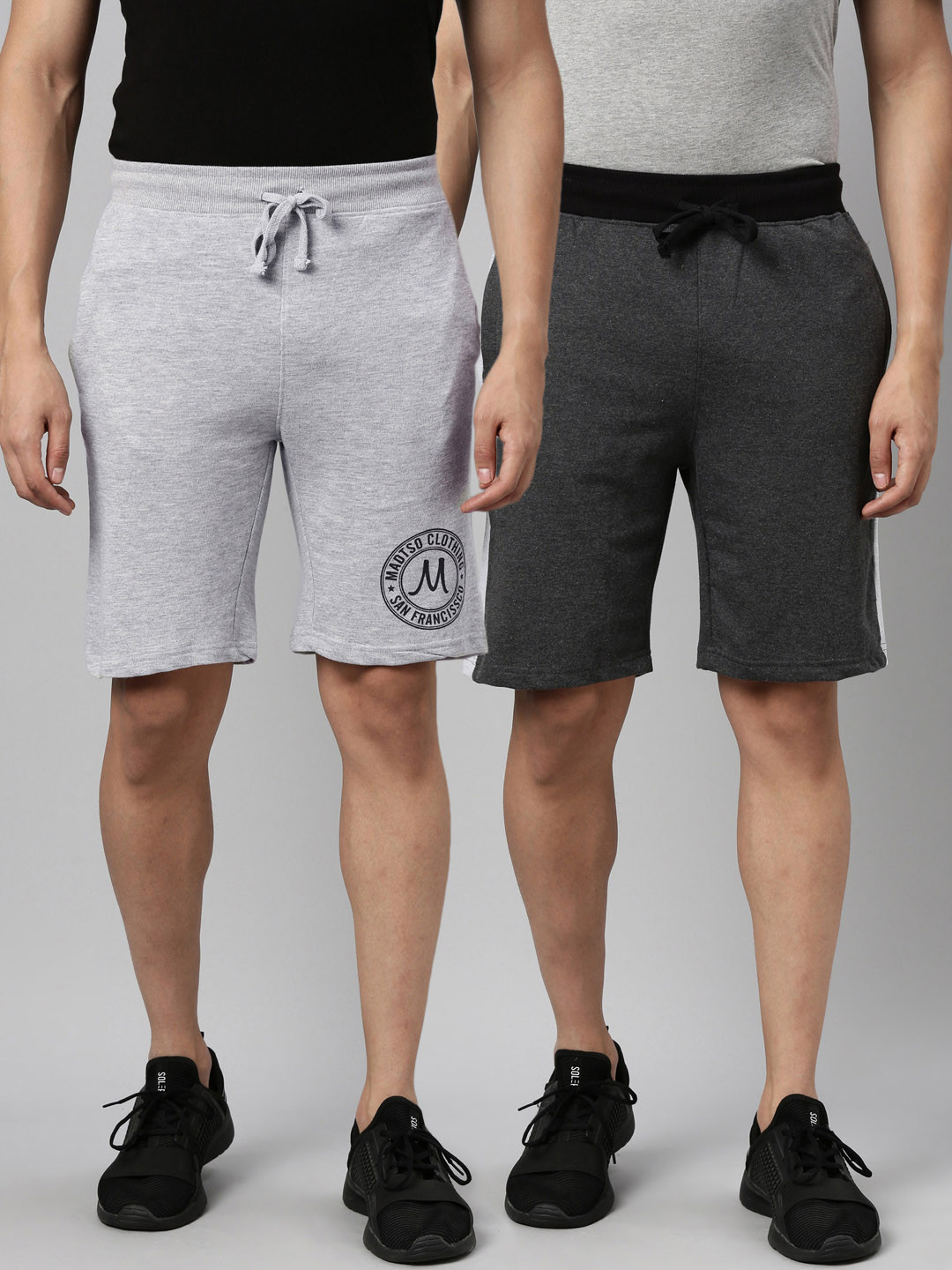 

MADSTO Men Pack of 2 Grey Shorts