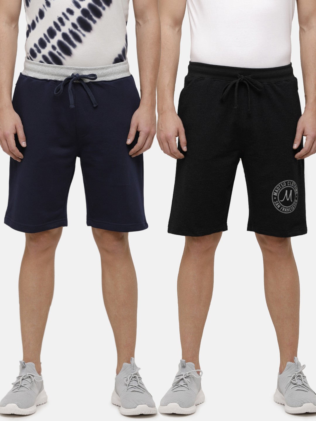 

MADSTO Men Pack Of 2 Cotton Sports Shorts, Black