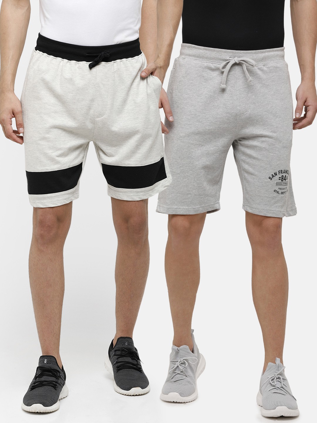 

MADSTO Men Grey Pack of 2 Cotton Shorts