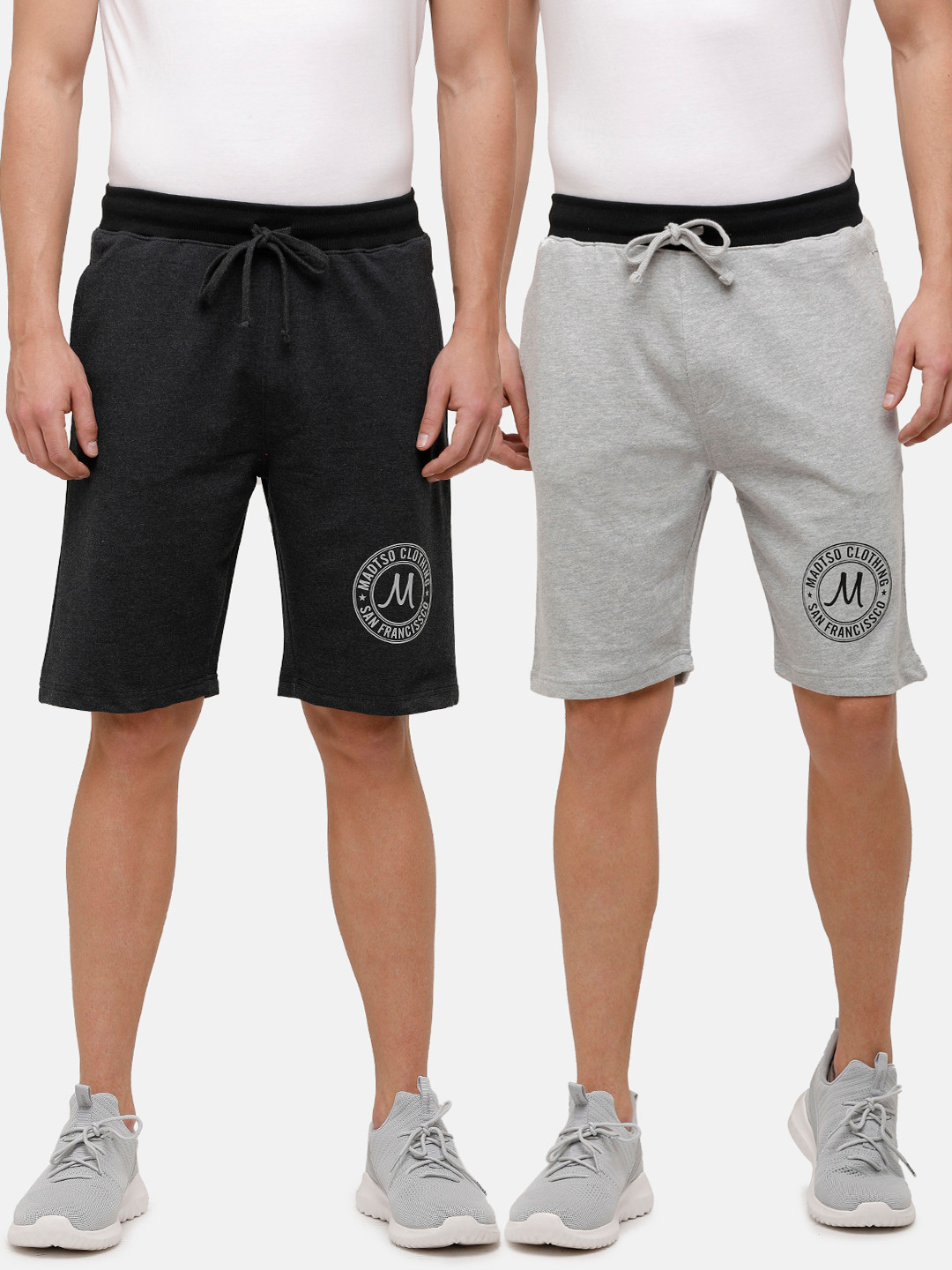 

MADSTO Men Pack of 2 Printed Shorts, Grey