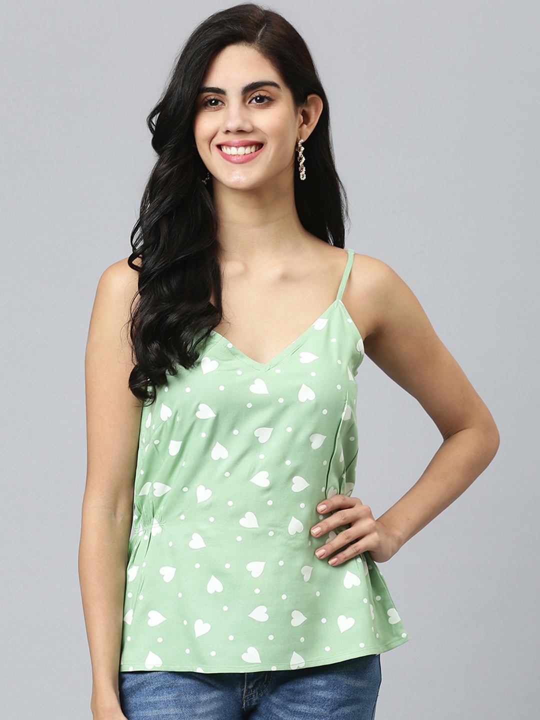 FLAMBOYANT Women Green Print Wrap Top