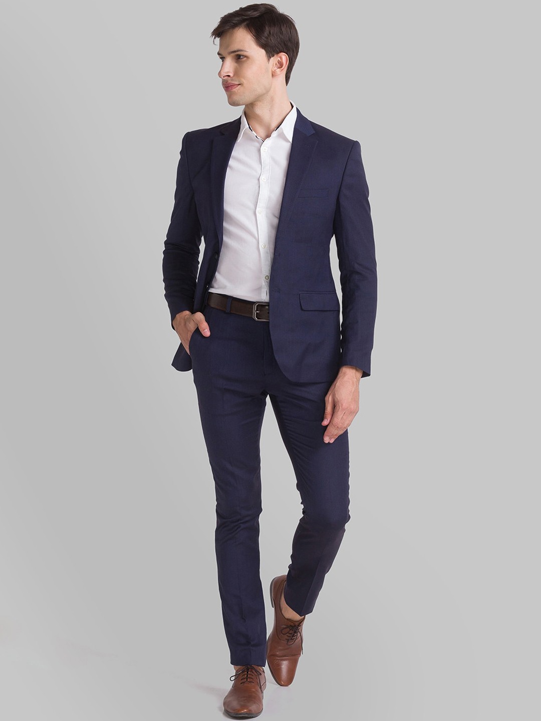 

Parx Men Navy Blue Solid Single-Breasted Two-Piece Formal Suit