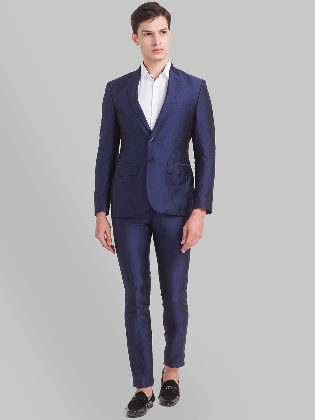 Parx Men Navy Blue Solid Single-Breasted Two-Piece Casual Suit