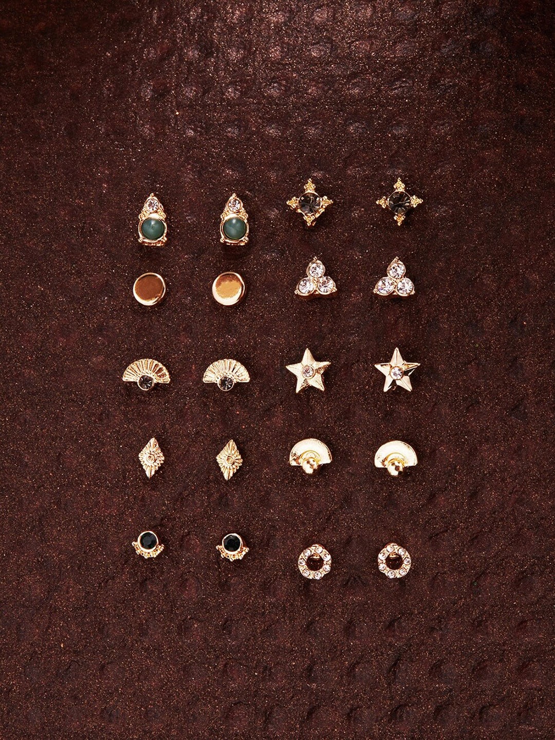

Accessorize London Women Set Of 10 Gold-Toned Reconnected Sparkle Stud Earrings