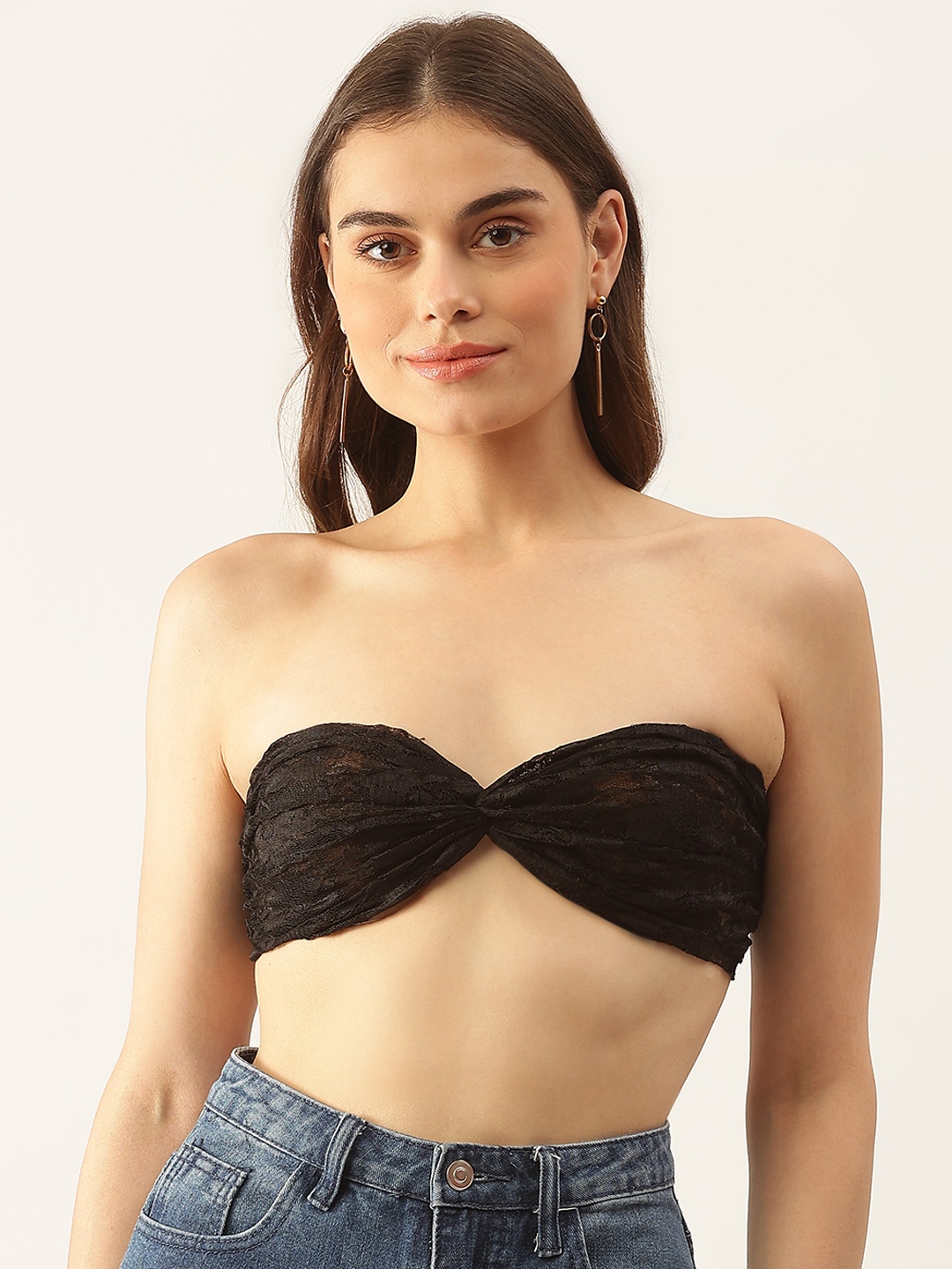 

Besiva Black Lace Bralette Crop Top