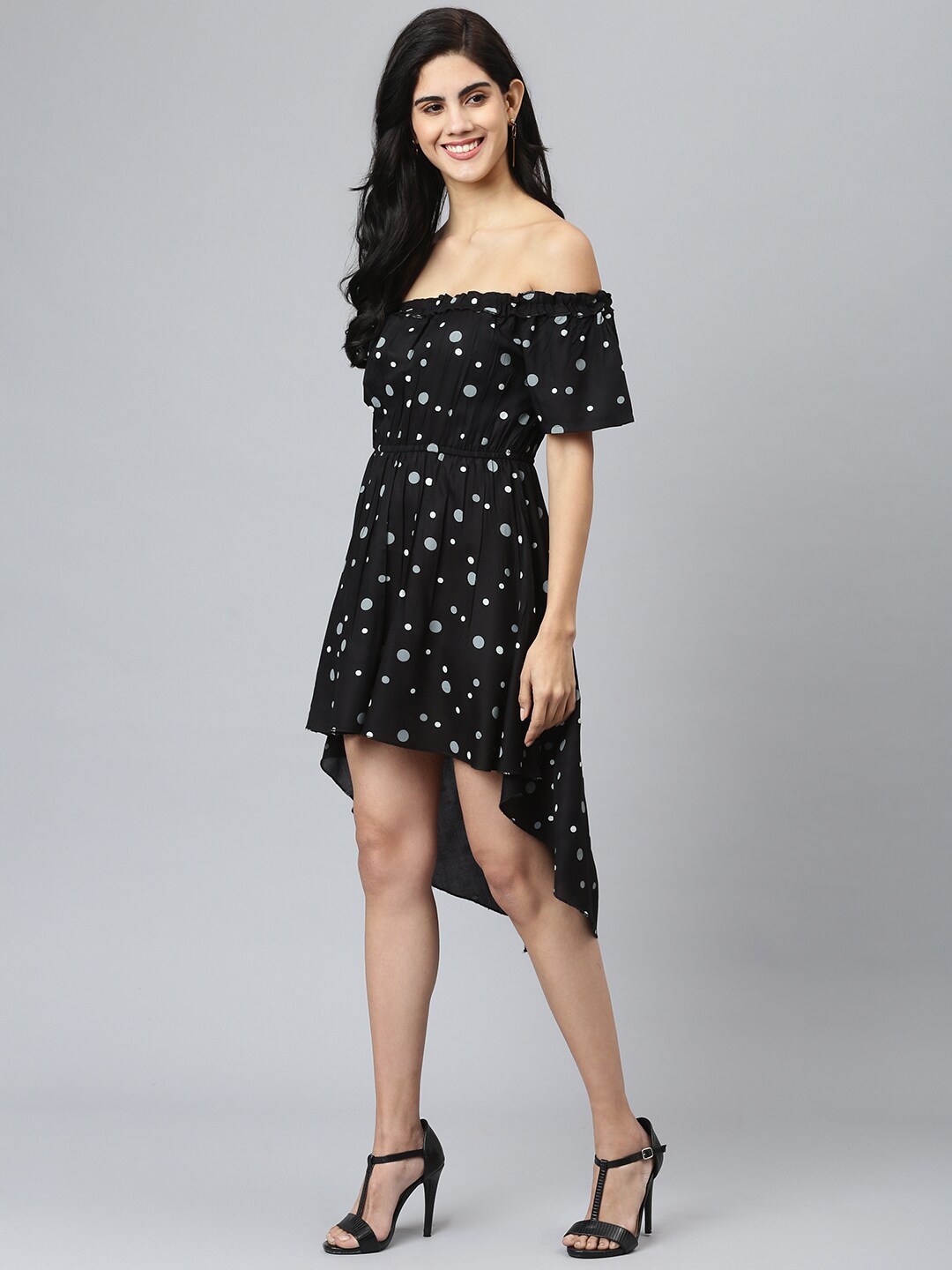 

FLAMBOYANT Black & White Off-Shoulder Dress