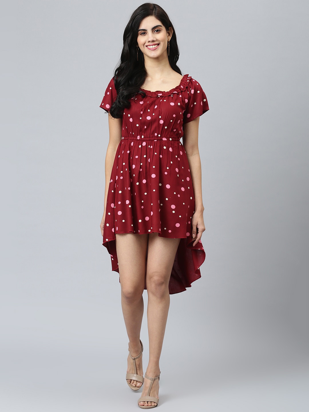 

FLAMBOYANT Maroon Printed Dress