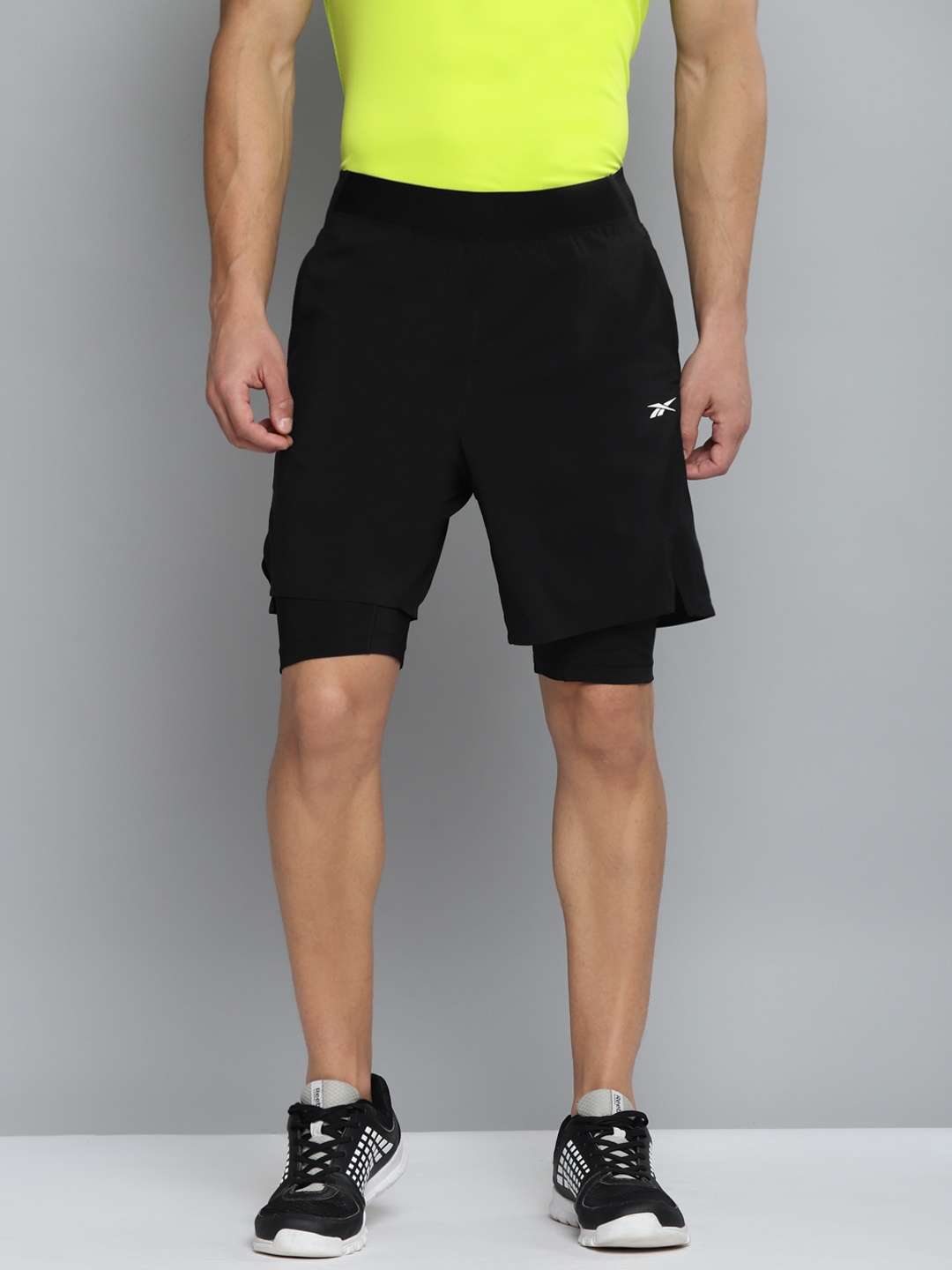 

Reebok Men Black Knitted Sports Shorts