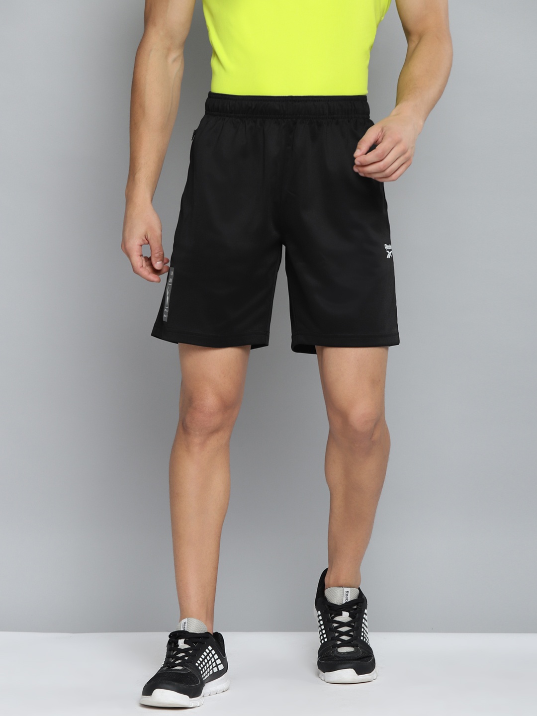 

Reebok Men Black Knitted Sports Shorts
