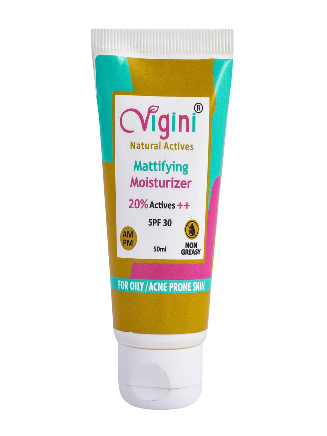 

Vigini 20% Actives Mattifying Lightweight Acne Face Moisturizer Day Night Gel Cream-50 ml, Brown