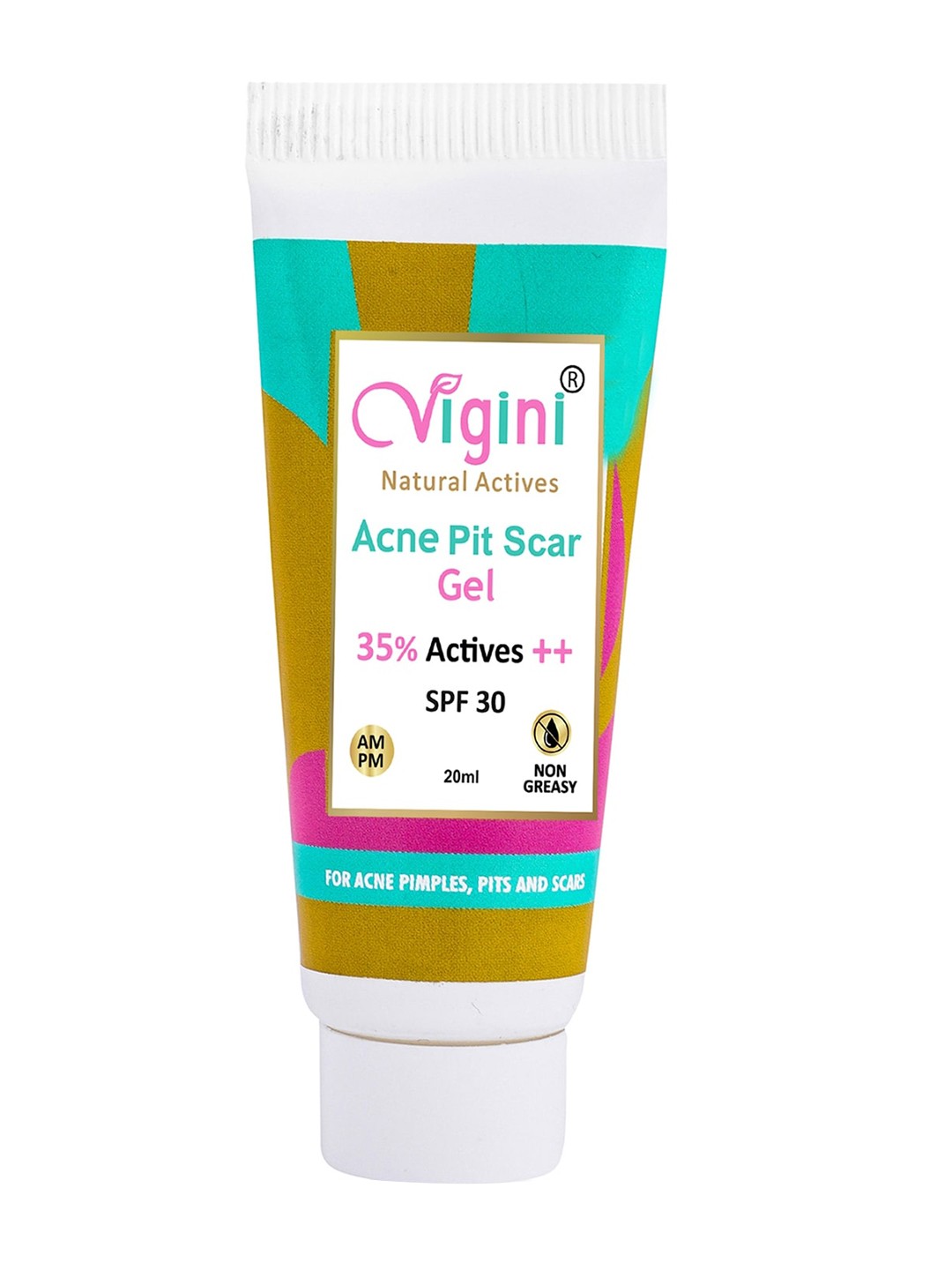 

Vigini 35% Actives Acne Pits Scars Spot Stop Face Day Night Cream Gel for Oily Skin-20ml, Brown