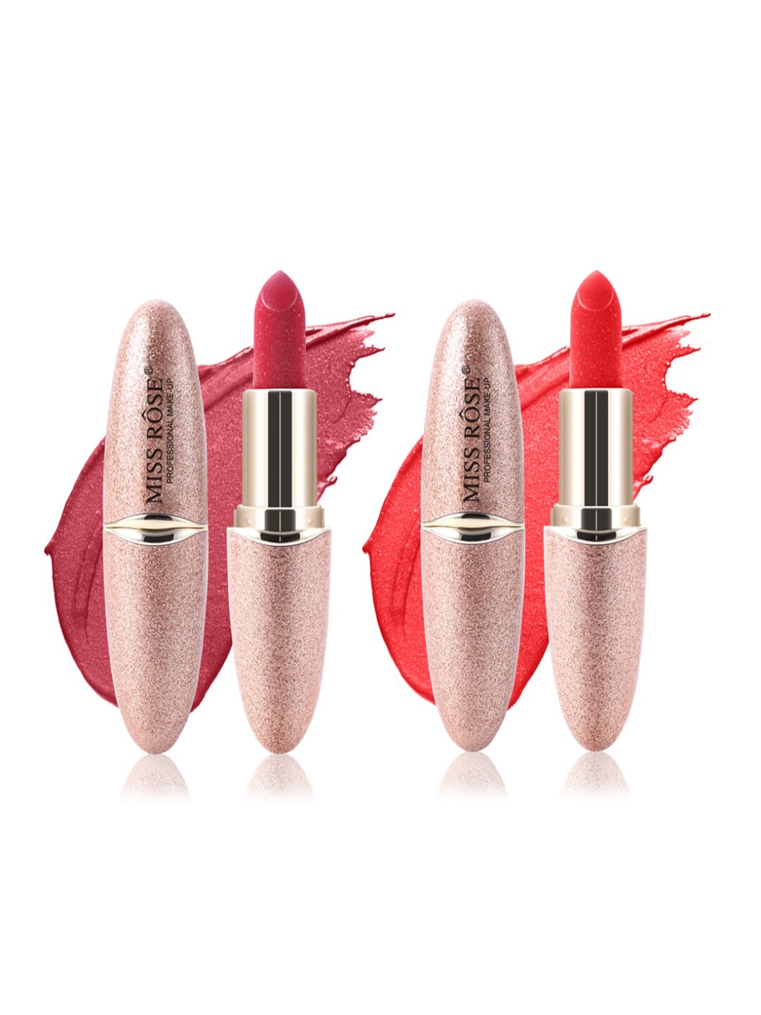 

MISS ROSE Set of 2 Matte Smooth Velvet Lipstick - 43 & 01, Red