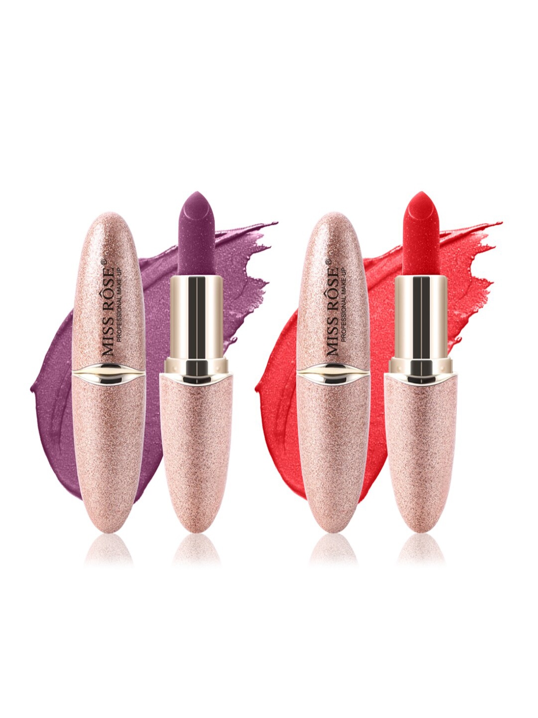 

MISS ROSE Set of 2 Matte Smooth Velvet Lipstick 7301-411 02+46, Purple