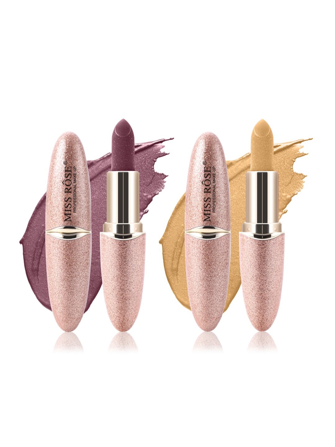 

MISS ROSE Professional Make-Up Set of 2 Matte Smooth Velvet Lipstick - 07 & 03, Pink