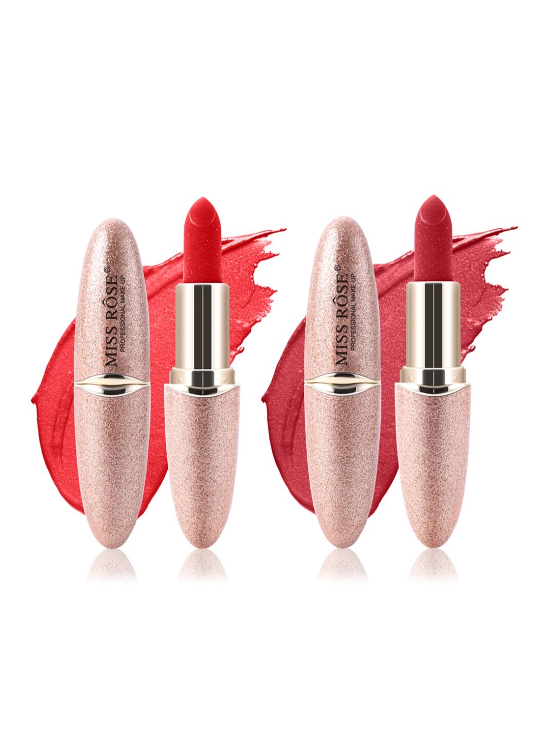 

MISS ROSE Professional Make-Up Set of 2 Matte Smooth Velvet Lipsticks - 46 & 47, Red